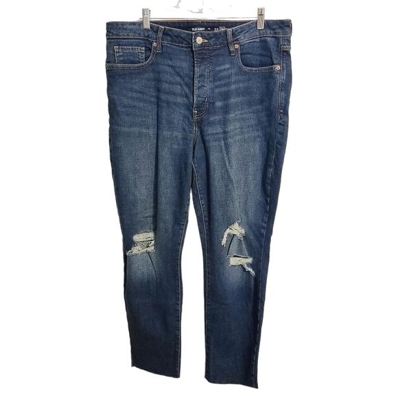 Old Navy | Women's Button Fly High Rise OG Straight Distressed Jeans (Size 14) - Picture 1 of 10